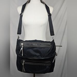 Rare Earth by Stone Mountain Large Crossbody Bag Black Nylon Exterior Whimsigoth